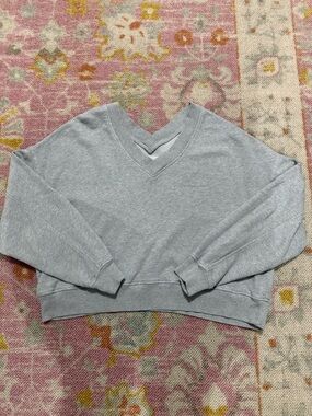 Aerie Cropped V-Neck Sweatshirt
